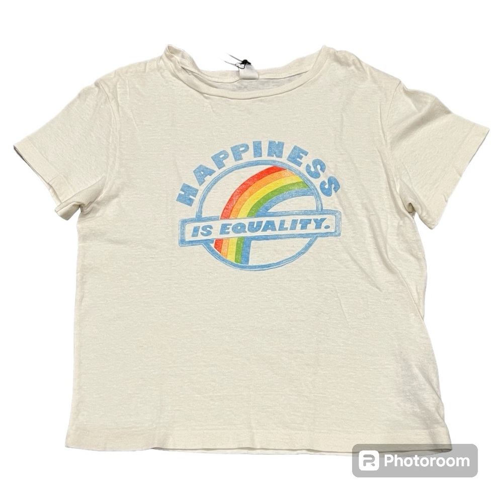 🌈RE/DONE vintage white classic “HAPPINESS IS EQUALITY” cotton graphic tee Pride